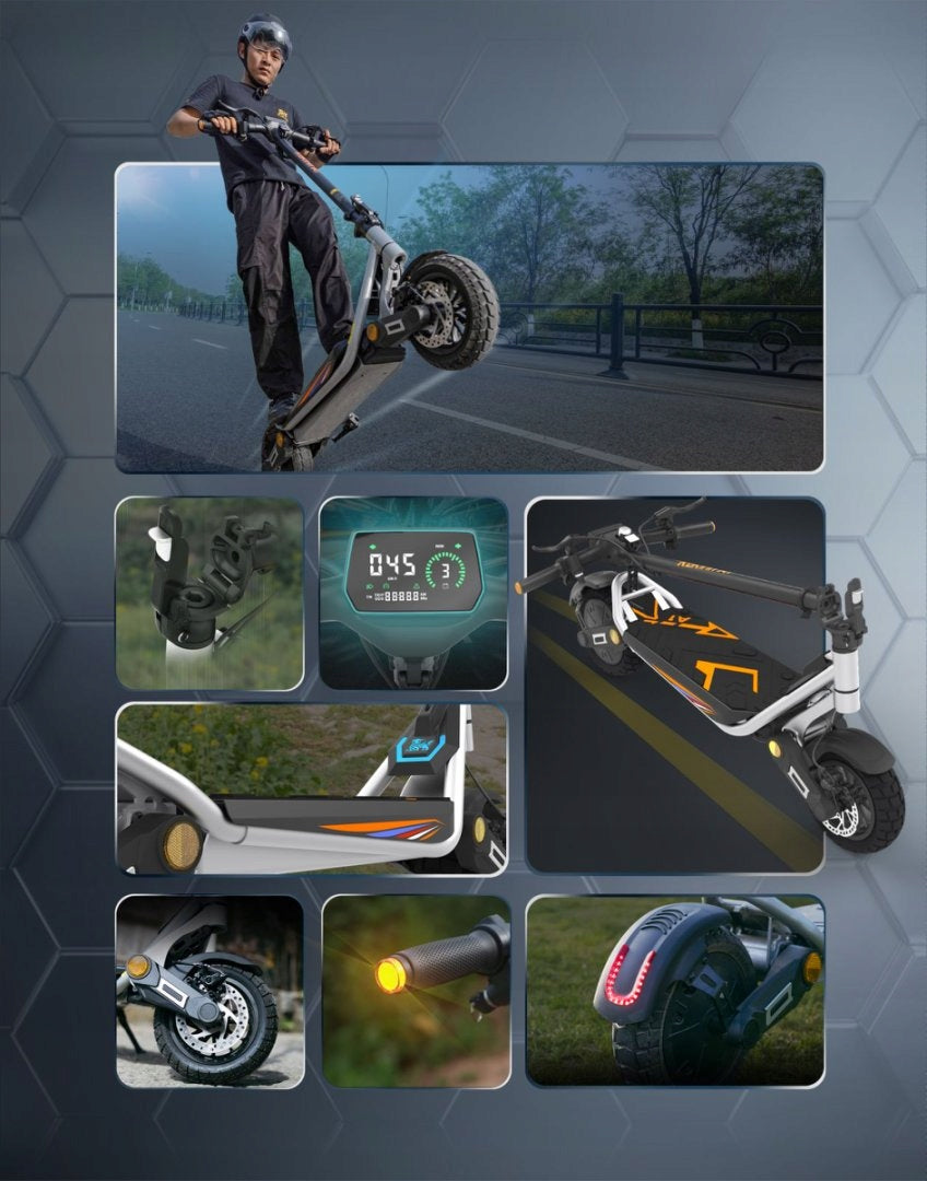 2025 Kukirin A1 Folding Electric scooter 10‘’ off-road tires 1000W 48V 13AH 45KM/H Front and rear disc brakes + shut-off brake