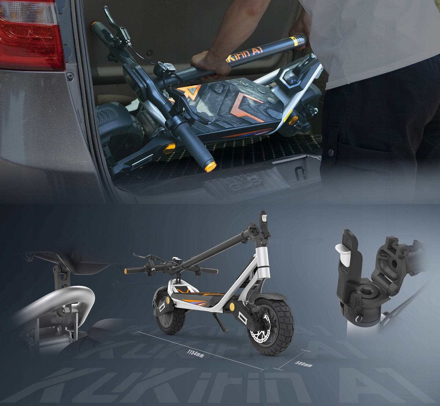 2025 Kukirin A1 Folding Electric scooter 10‘’ off-road tires 1000W 48V 13AH 45KM/H Front and rear disc brakes + shut-off brake