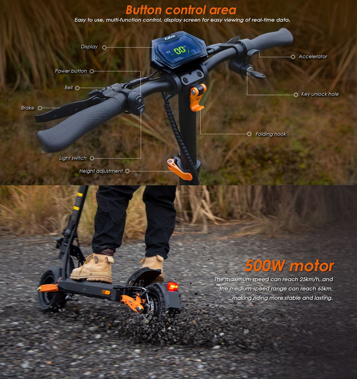 KuKirin G2 Pro (VMP) Folding Electric Vehicles, 500W Motor, 48V 15.6Ah Battery, 9 Inch Vacuum Tire, 25 km/h Max Range 65KM