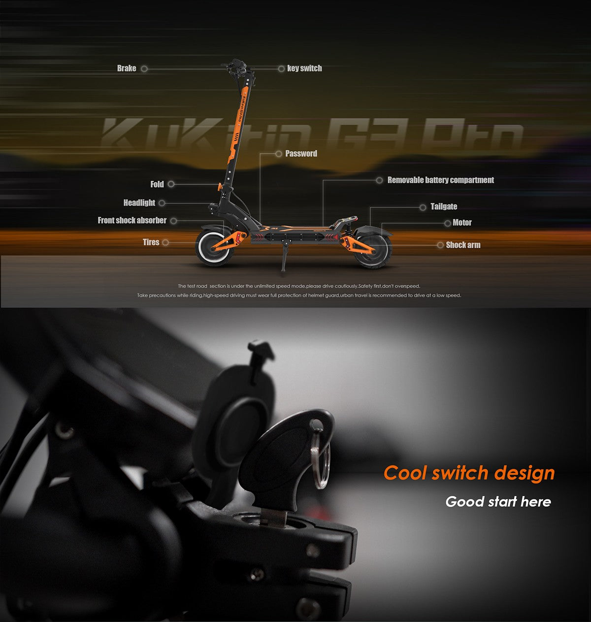 KuKirin G3 pro Folding Electric Scooter 2400W 52V 23.4AH 65km/h Max Range 80KM 10" Off-road Tires Front and rear Dual Motor