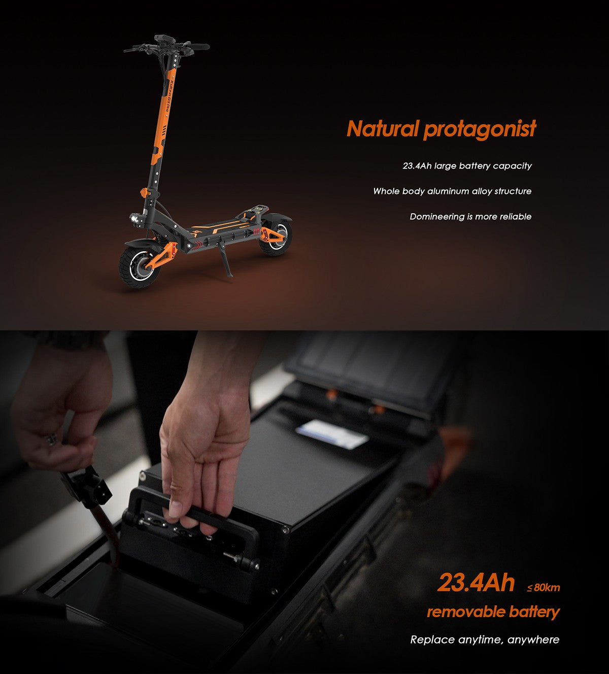 KuKirin G3 pro Folding Electric Scooter 2400W 52V 23.4AH 65km/h Max Range 80KM 10" Off-road Tires Front and rear Dual Motor