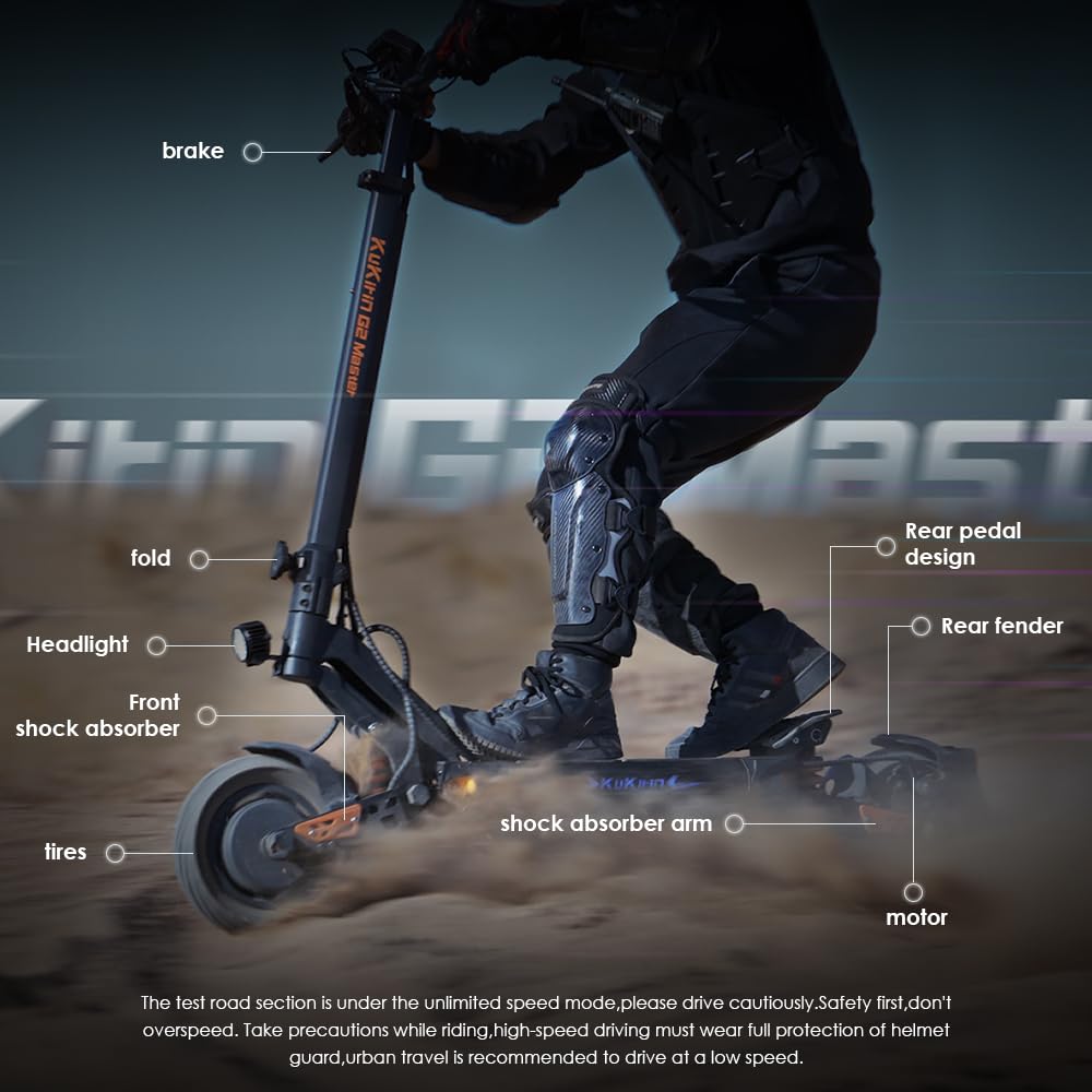 Kukirin G2 Master electric scooter, 52 V 20.8 Ah 2000W 60km/h 10 inches Electric Scooter, 70 km Range, Front and Rear Dual Motor, Max load 120 kg