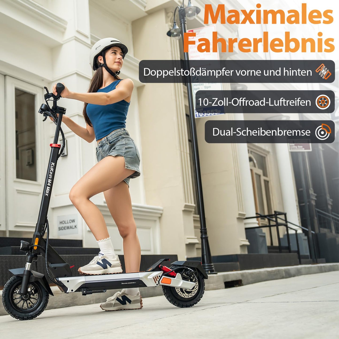 Kukirin M4 MAX Electric Scooter 1000W 48V 18.2AH 45KM/H Max 65KM Driving range 10'' off-road Tires,Front and rear double spring suspension