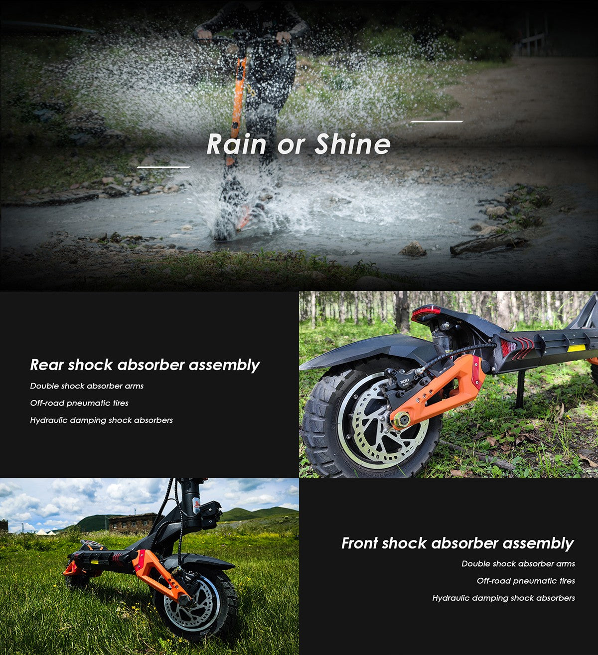 KuKirin G3 pro Folding Electric Scooter 2400W 52V 23.4AH 65km/h Max Range 80KM 10" Off-road Tires Front and rear Dual Motor