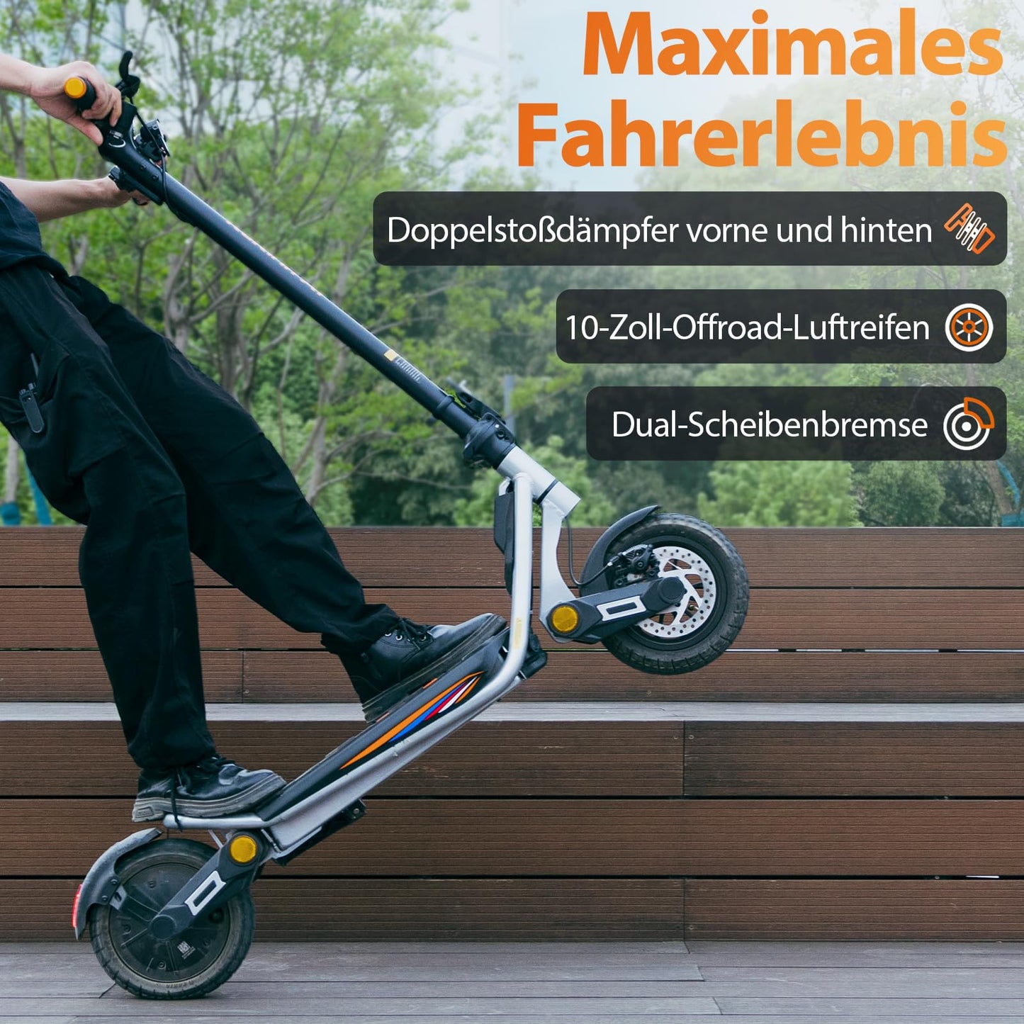 2025 Kukirin A1 Folding Electric scooter 10‘’ off-road tires 1000W 48V 13AH 45KM/H Front and rear disc brakes + shut-off brake