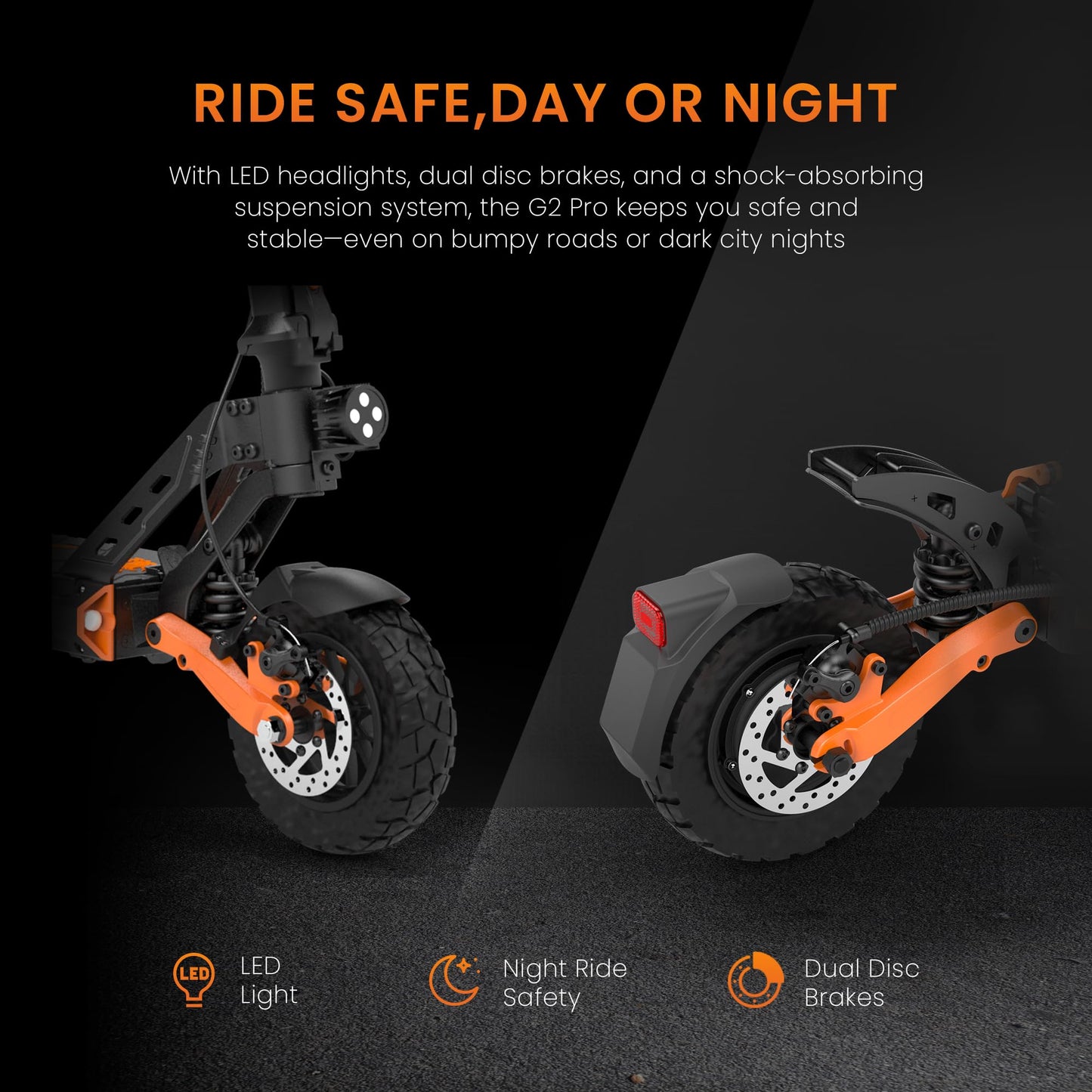KuKirin G2 Pro Electric scooter, Strong Drive, 45KM/H 48V 15.6Ah 600W Battery, Up to 55 km Range, Dual Suspension E Scooter, 10 Inch Pneumatic Tyres, LCD Display, IPX4, Foldable - For Commuting and Leisure