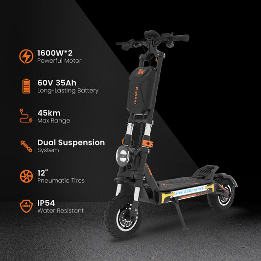 KuKirin G4 Max Folding Electric Scooter 4000W 60V 35AH 86km/h Mileage 95 km, 12'' Off-road pneumatic Tires Front and rear dual motors, hydraulic shock absorbers