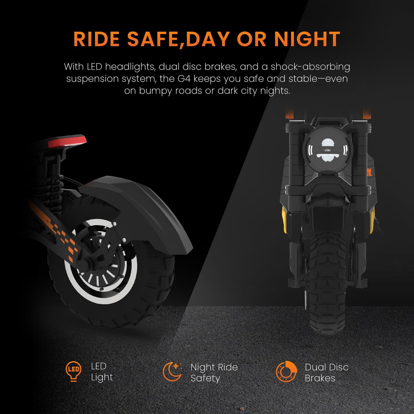 KuKirin G4 Max Folding Electric Scooter 4000W 60V 35AH 86km/h Mileage 95 km, 12'' Off-road pneumatic Tires Front and rear dual motors, hydraulic shock absorbers