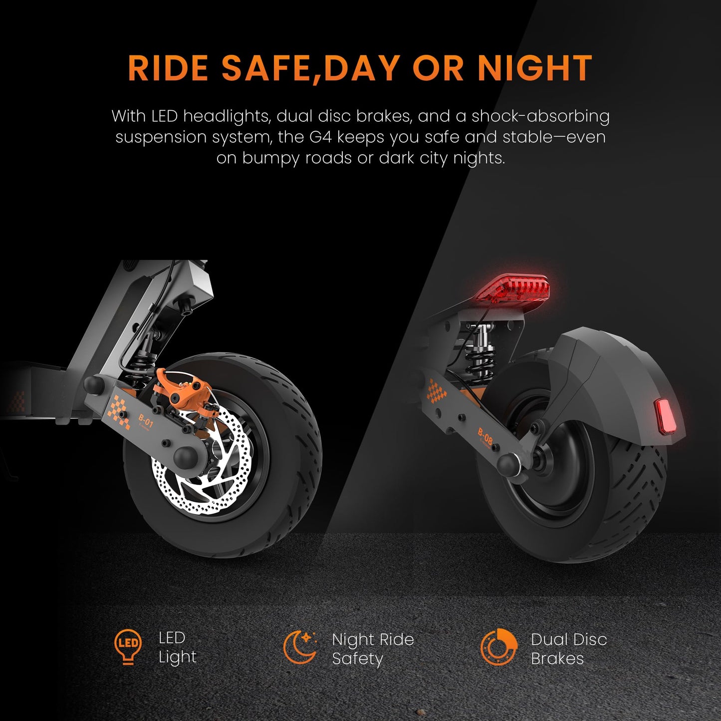 KuKirin G4 Electric Sctoor 2000W Power Motor 70KM/H 60V 20Ah Battery, 75km Range, 11-inch rubber vacuum tyres, front and rear dual disc brakes Electric Vehicles