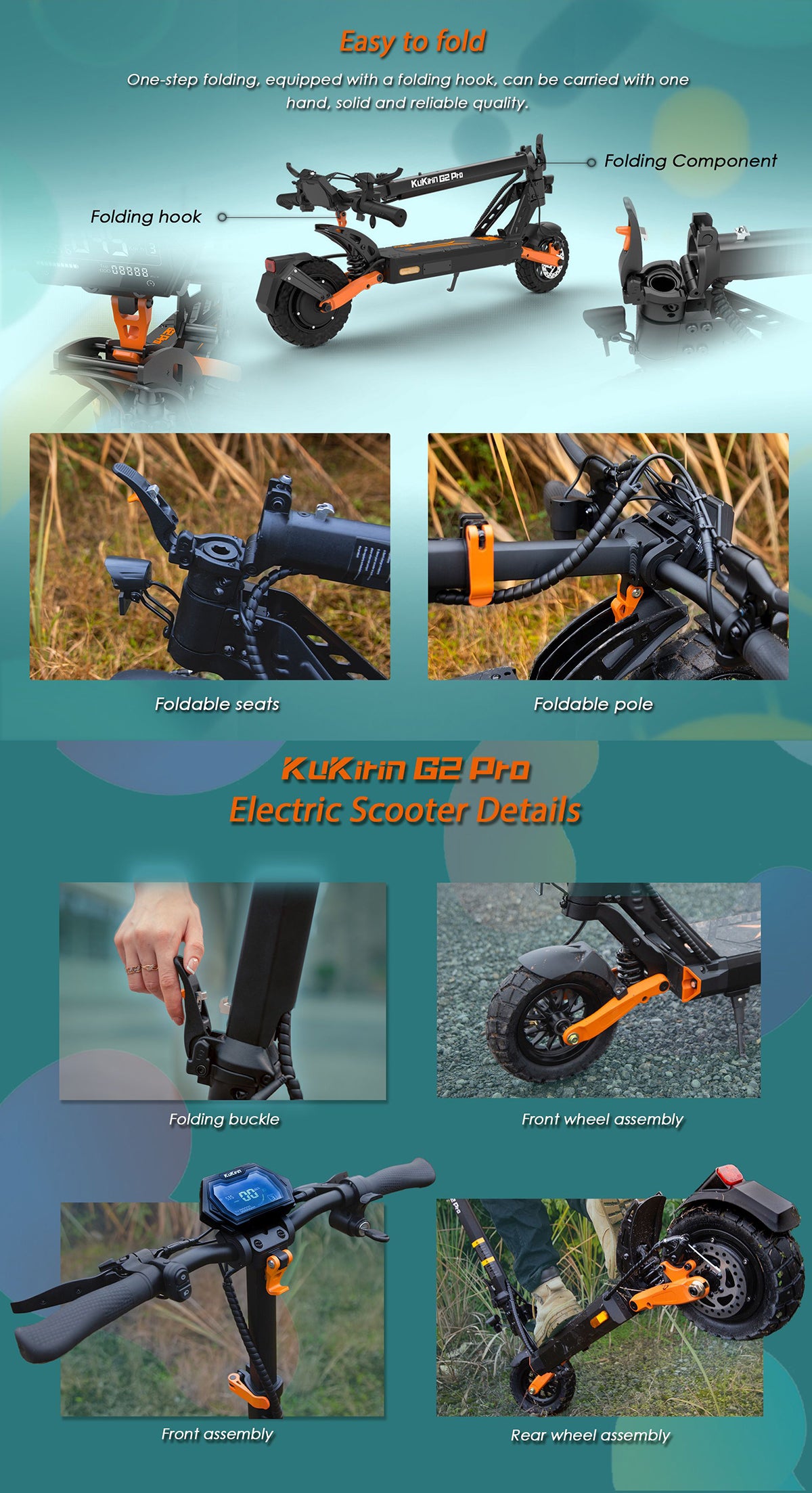 KuKirin G2 Pro (VMP) Folding Electric Vehicles, 500W Motor, 48V 15.6Ah Battery, 9 Inch Vacuum Tire, 25 km/h Max Range 65KM