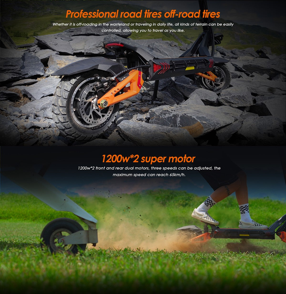 KuKirin G3 pro Folding Electric Scooter 2400W 52V 23.4AH 65km/h Max Range 80KM 10" Off-road Tires Front and rear Dual Motor