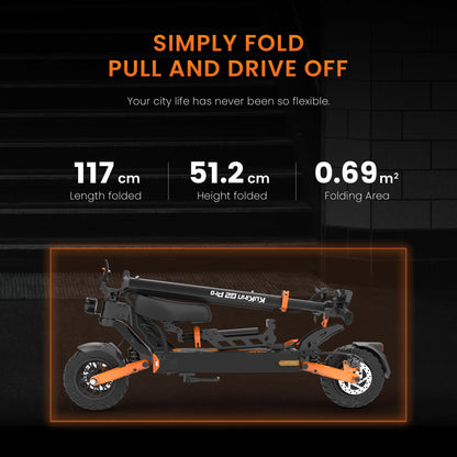 KuKirin G2 Pro Electric scooter, Strong Drive, 45KM/H 48V 15.6Ah 600W Battery, Up to 55 km Range, Dual Suspension E Scooter, 10 Inch Pneumatic Tyres, LCD Display, IPX4, Foldable - For Commuting and Leisure