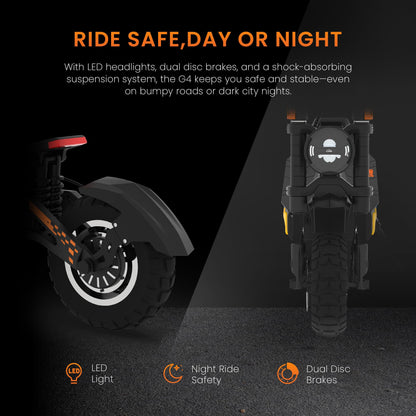 KuKirin G4 Max Folding Electric Scooter 4000W 60V 35AH 86km/h Mileage 95 km, 12'' Off-road pneumatic Tires Front and rear dual motors, hydraulic shock absorbers