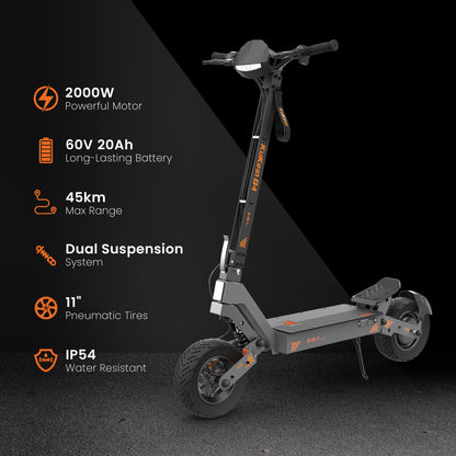 KuKirin G4 Electric Sctoor 2000W Power Motor 70KM/H 60V 20Ah Battery, 75km Range, 11-inch rubber vacuum tyres, front and rear dual disc brakes Electric Vehicles