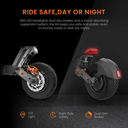 KuKirin G4 Electric Sctoor 2000W Power Motor 70KM/H 60V 20Ah Battery, 75km Range, 11-inch rubber vacuum tyres, front and rear dual disc brakes Electric Vehicles