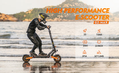 Kukirin G2 MAX Electric scooter 1200W 55KM/H E Scooter 80km Range 48V 20Ah Battery, 10 Inch Pneumatic Tyres E Scooter with LCD Screen Foldable Electric vehicle for Teenagers and Adults